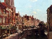 unknow artist Townsfolk shopping along the Oudegracht, Utrecht, The Netherlands oil painting on canvas